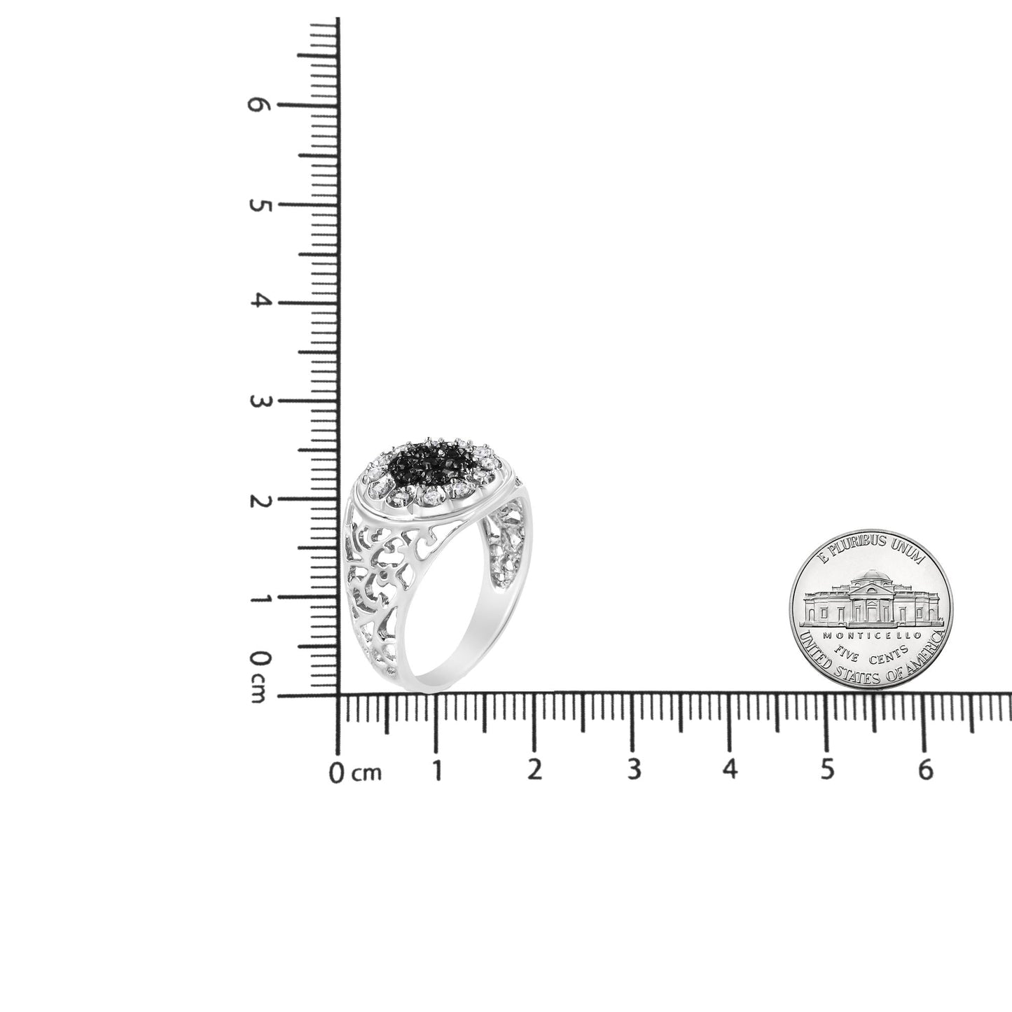 .925 Sterling Silver 1/4 Cttw White and Black Treated Diamond Halo